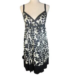 Maggy London Silk Babydoll Dress, Empire Waistline,  Floral, Black/Cream, size 8